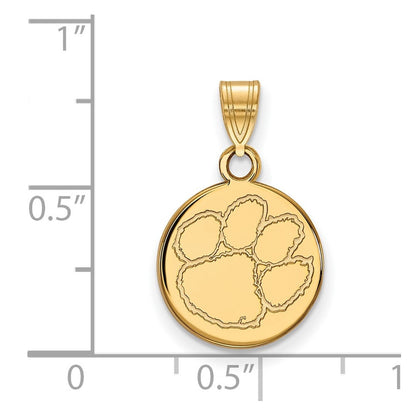 Vergoldet Sterlingsilber Logoart Clemson University Tiger Paw Klein Plättchen Anhänger