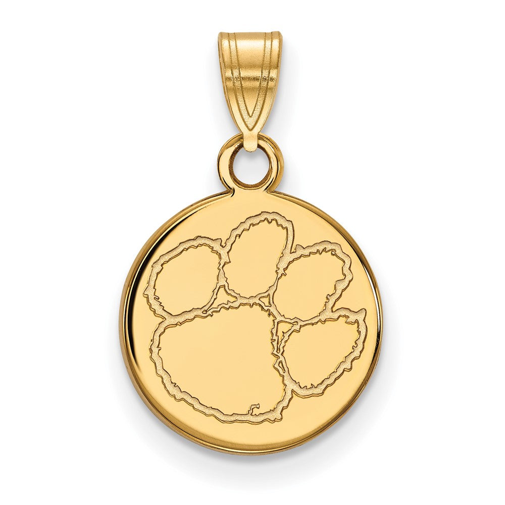 14K Gelbgold Logoart Clemson University Tiger Paw Klein Plättchen Anhänger