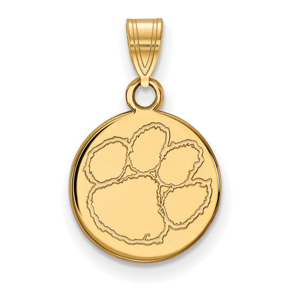 Vergoldet Sterlingsilber Logoart Clemson University Tiger Paw Klein Plättchen Anhänger