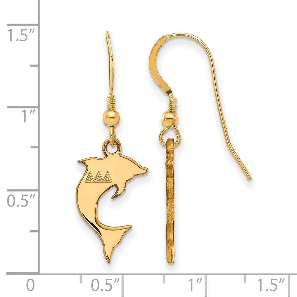 Vergoldet Sterlingsilber Logoart Delta Sorority Symbol Klein Hängend Draht Ohrringe