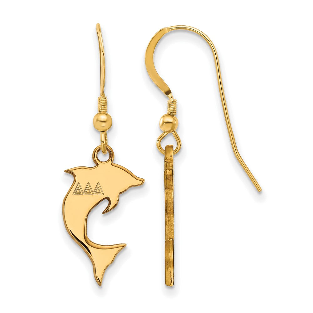 Vergoldet Sterlingsilber Logoart Delta Sorority Symbol Klein Hängend Draht Ohrringe