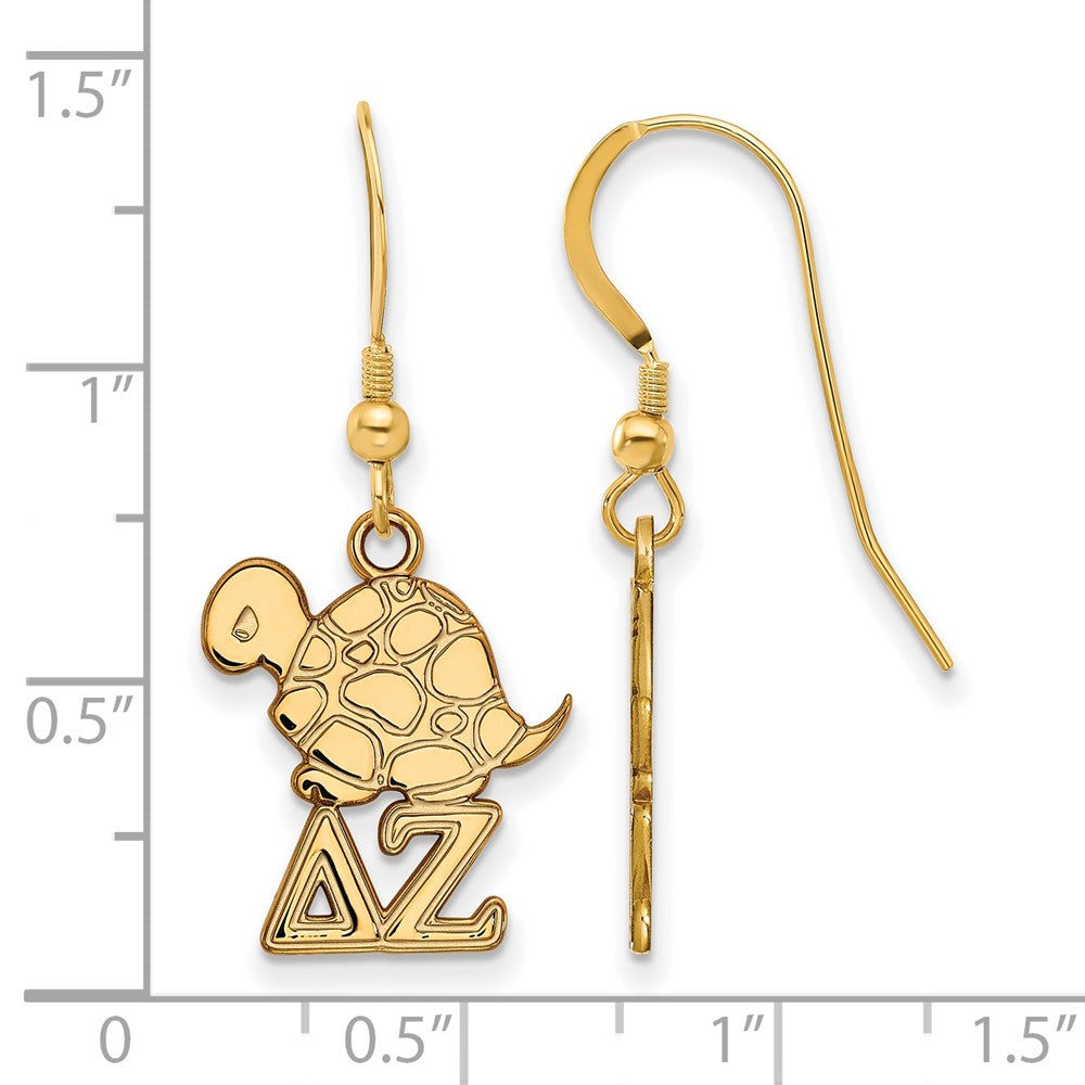 Vergoldet Sterlingsilber Logoart Delta Zeta Sorority Symbol Klein Hängend Draht Ohrringe