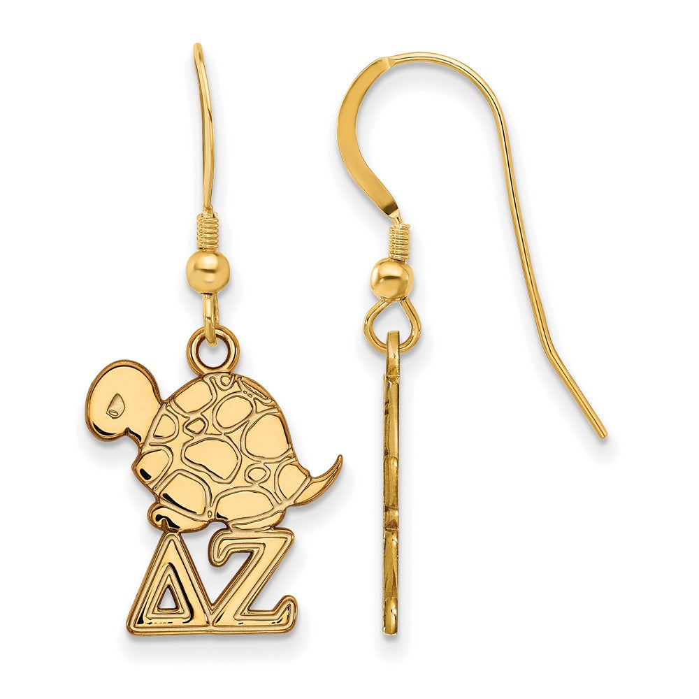 Vergoldet Sterlingsilber Logoart Delta Zeta Sorority Symbol Klein Hängend Draht Ohrringe