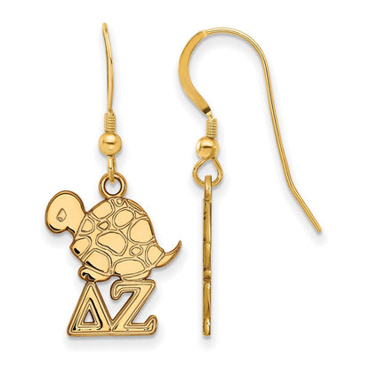 Vergoldet Sterlingsilber Logoart Delta Zeta Sorority Symbol Klein Hängend Draht Ohrringe