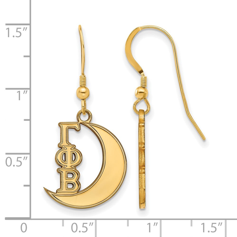 Vergoldet Sterlingsilber Logoart Gamma Phi Beta Sorority Symbol Klein Hängend Draht Ohrringe