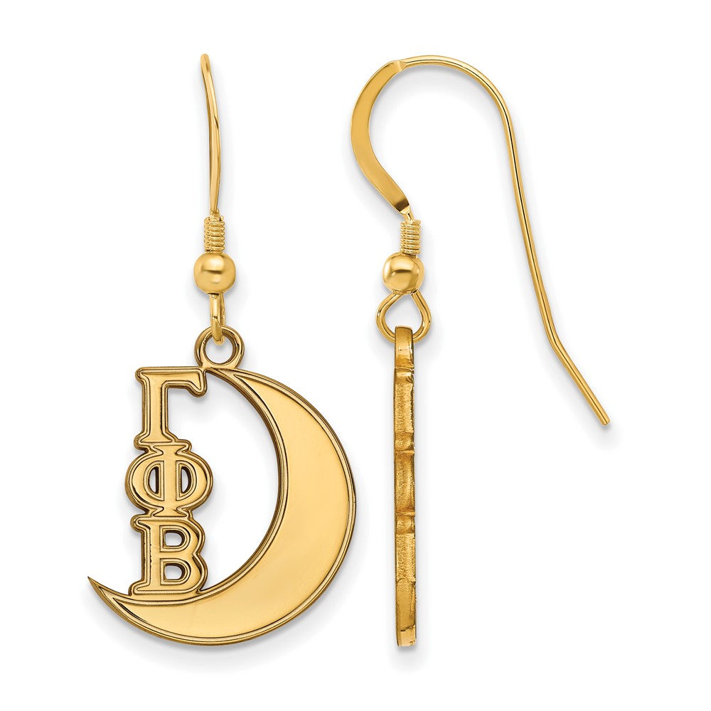 Vergoldet Sterlingsilber Logoart Gamma Phi Beta Sorority Symbol Klein Hängend Draht Ohrringe