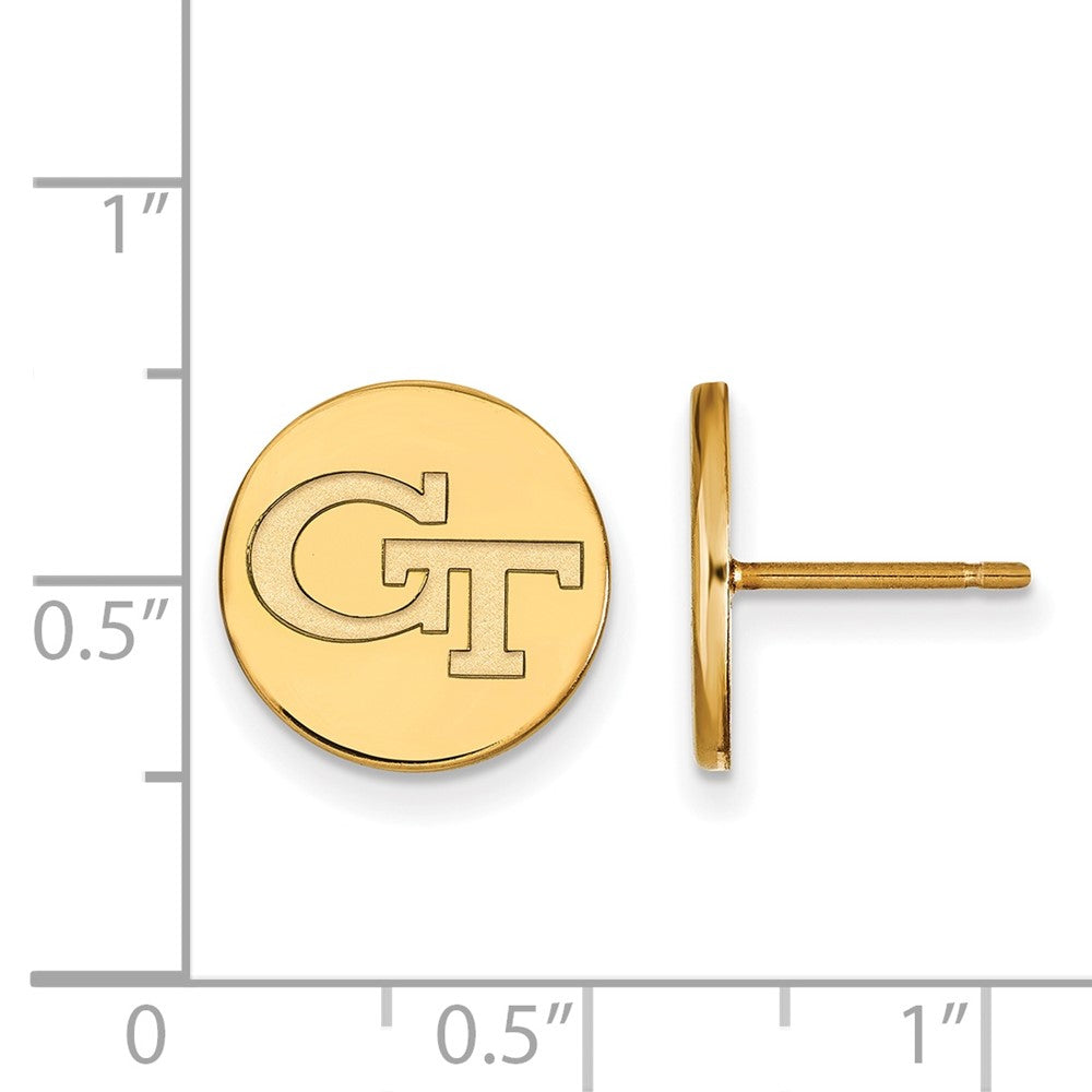 Vergoldet Sterlingsilber Logoart Georgia Institut Of Technologie G T Klein Plättchen Ohrstecker