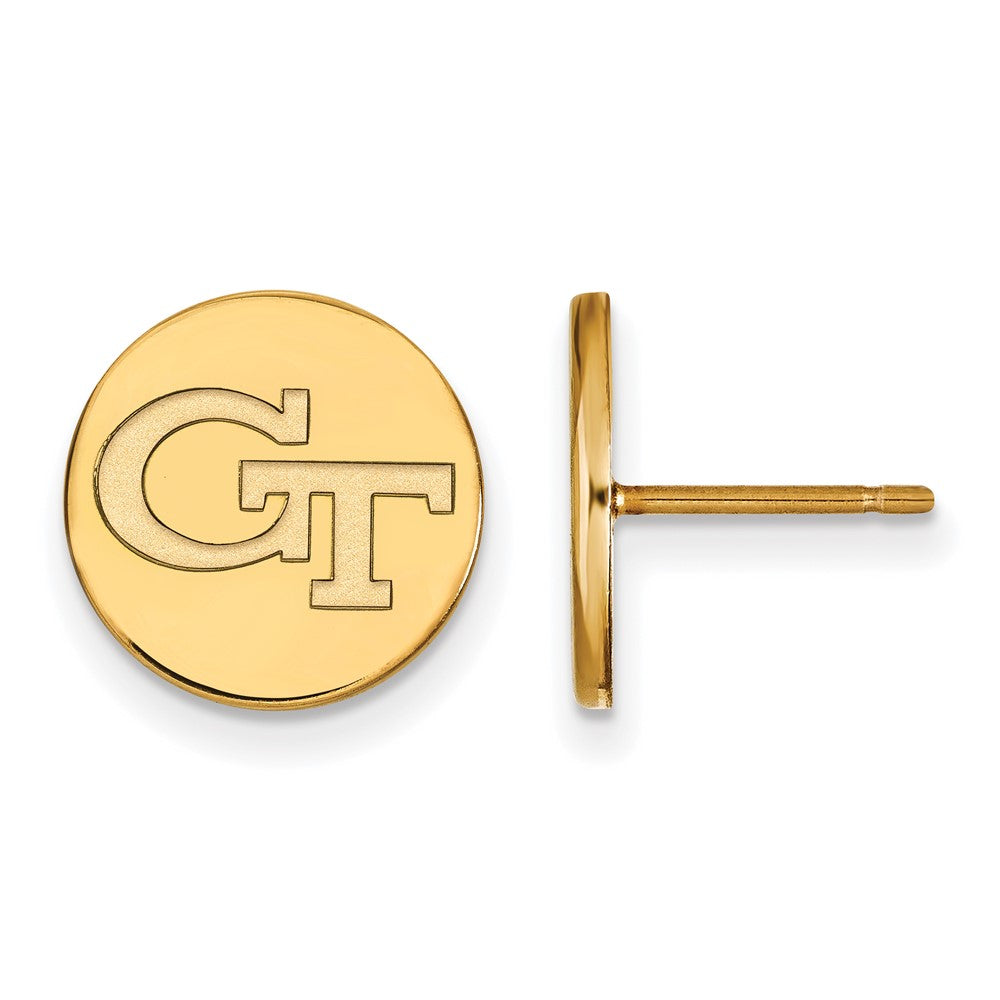 Vergoldet Sterlingsilber Logoart Georgia Institut Of Technologie G T Klein Plättchen Ohrstecker
