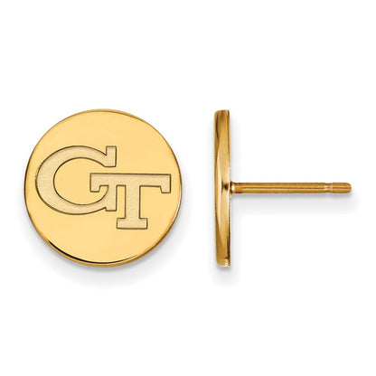 Vergoldet Sterlingsilber Logoart Georgia Institut Of Technologie G T Klein Plättchen Ohrstecker