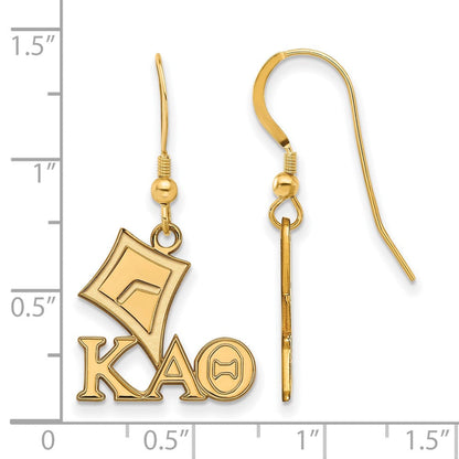 Vergoldet Sterlingsilber Logoart Kappa Alpha Theta Sorority Symbol Klein Hängend Draht Ohrringe