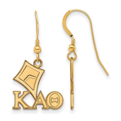 Vergoldet Sterlingsilber Logoart Kappa Alpha Theta Sorority Symbol Klein Hängend Draht Ohrringe