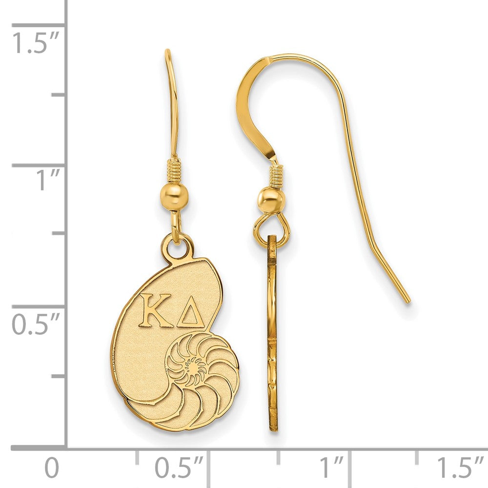 Vergoldet Sterlingsilber Logoart Kappa Delta Sorority Symbol Klein Hängend Draht Ohrringe