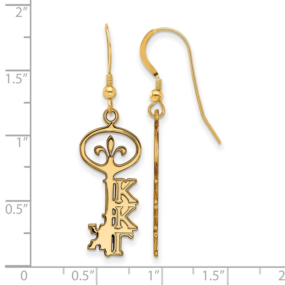 Vergoldet Sterlingsilber Logoart Kappa Gamma Sorority Symbol Klein Hängend Draht Ohrringe