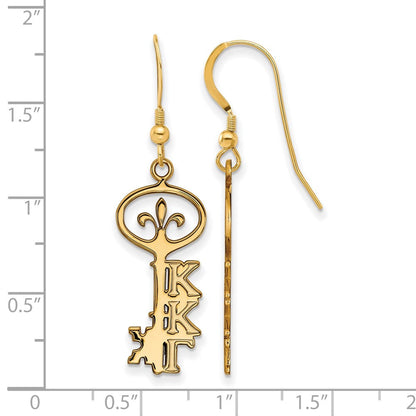 Vergoldet Sterlingsilber Logoart Kappa Gamma Sorority Symbol Klein Hängend Draht Ohrringe