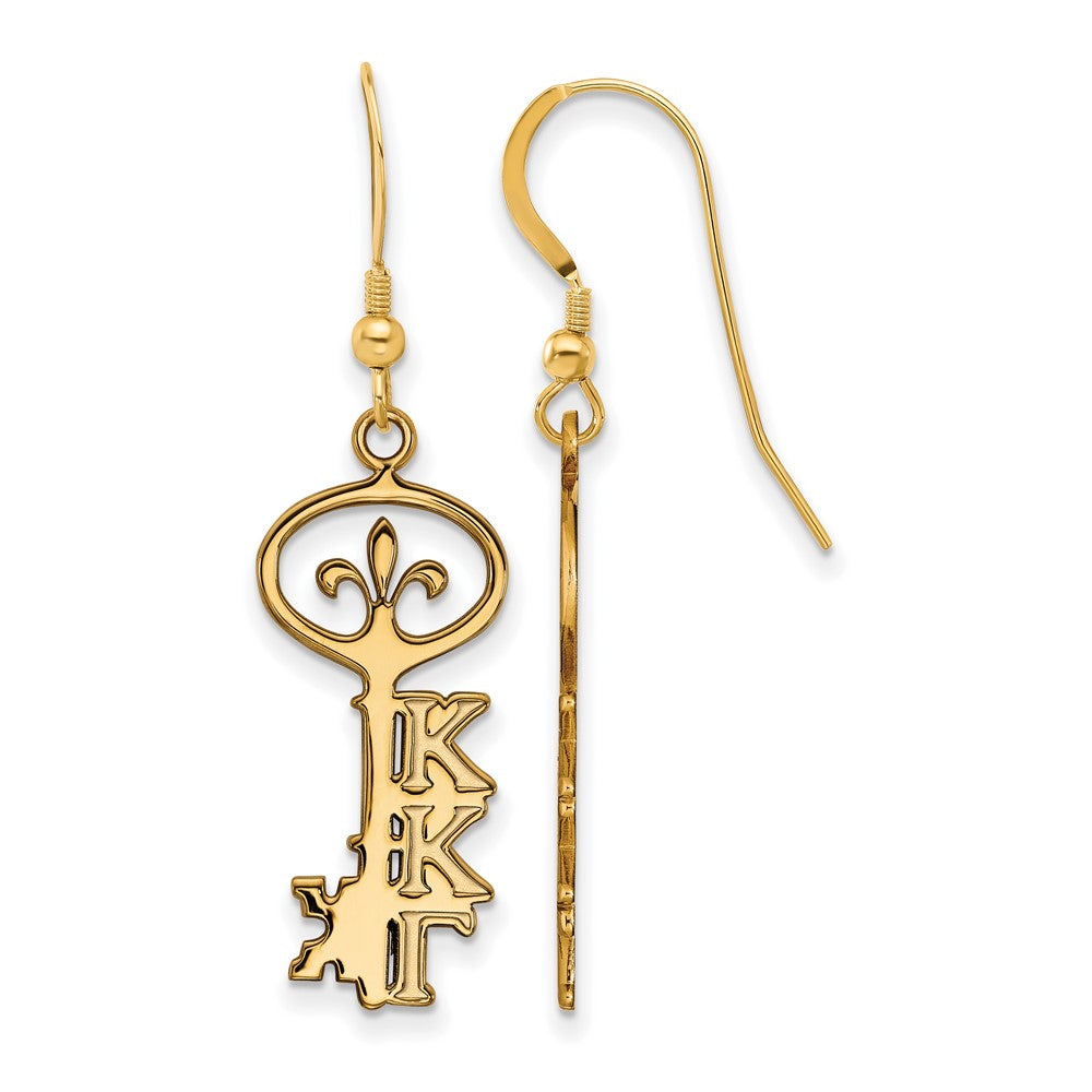 Vergoldet Sterlingsilber Logoart Kappa Gamma Sorority Symbol Klein Hängend Draht Ohrringe