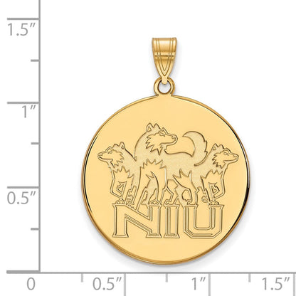 10K Gelbgold Logoart Northern Illinois University N I U mit Huskies Extra Groß Plättchen Anhänger