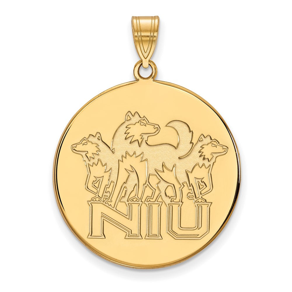 Vergoldet Sterlingsilber Logoart Northern Illinois University N I U mit Huskies Extra Groß Plättchen Anhänger