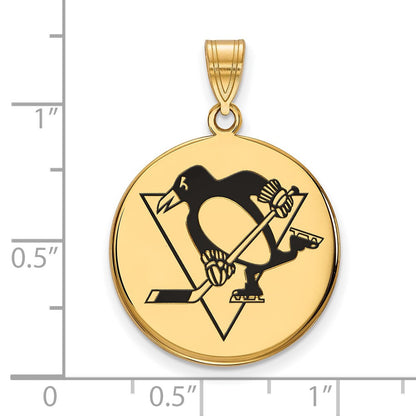 Vergoldet Sterlingsilber Nhl Logoart Pittsburgh Penguins Groß Emailliert Plättchen Anhänger