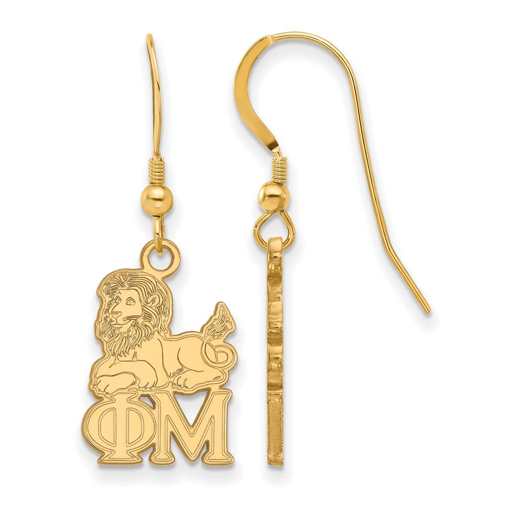 Vergoldet Sterlingsilber Logoart Phi Mu Sorority Symbol Klein Hängend Draht Ohrringe