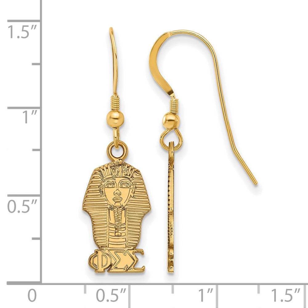 Vergoldet Sterlingsilber Logoart Phi Sigma Sorority Symbol Klein Hängend Draht Ohrringe