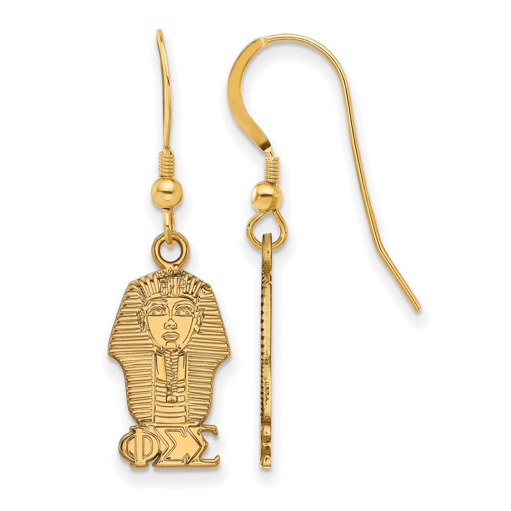Vergoldet Sterlingsilber Logoart Phi Sigma Sorority Symbol Klein Hängend Draht Ohrringe