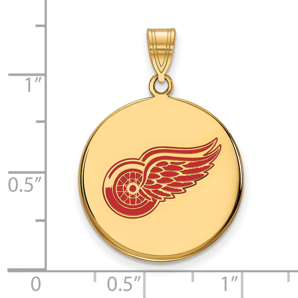 Vergoldet Sterlingsilber Nhl Logoart Detroit Rot Flügel Groß Emailliert Plättchen Anhänger