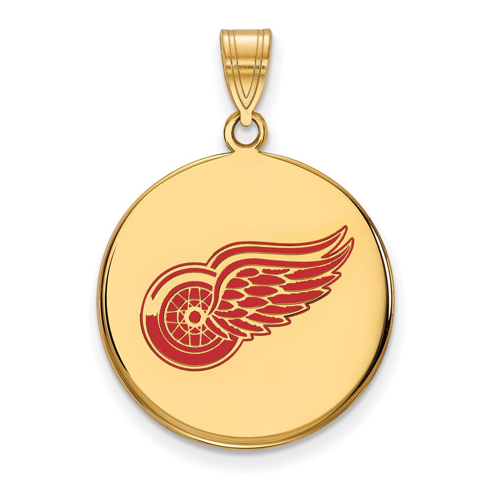 Vergoldet Sterlingsilber Nhl Logoart Detroit Rot Flügel Groß Emailliert Plättchen Anhänger
