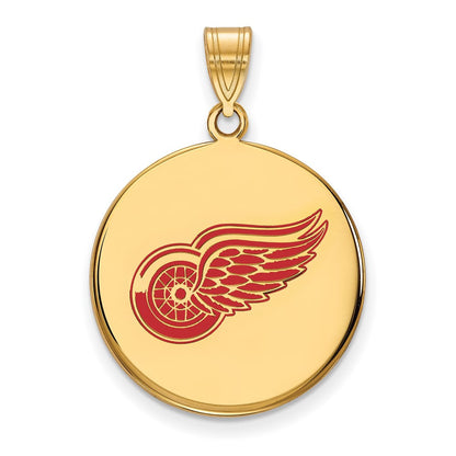 Vergoldet Sterlingsilber Nhl Logoart Detroit Rot Flügel Groß Emailliert Plättchen Anhänger