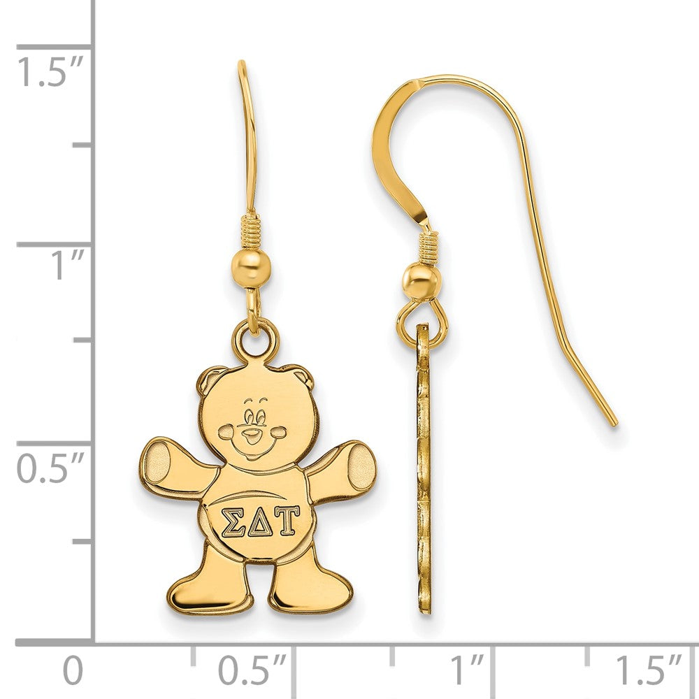 Vergoldet Sterlingsilber Logoart Sigma Delta Tau Sorority Symbol Klein Hängend Draht Ohrringe