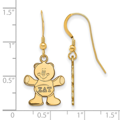 Vergoldet Sterlingsilber Logoart Sigma Delta Tau Sorority Symbol Klein Hängend Draht Ohrringe