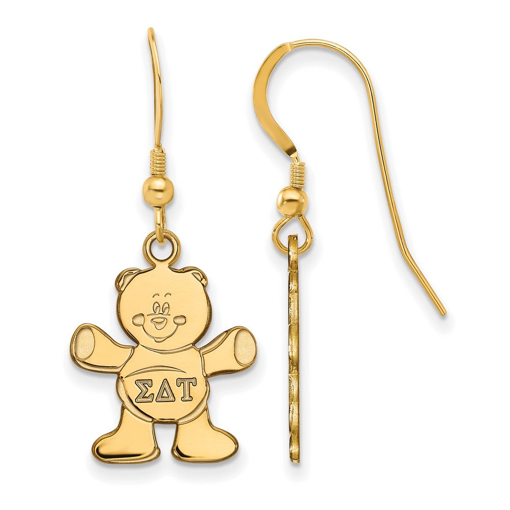Vergoldet Sterlingsilber Logoart Sigma Delta Tau Sorority Symbol Klein Hängend Draht Ohrringe