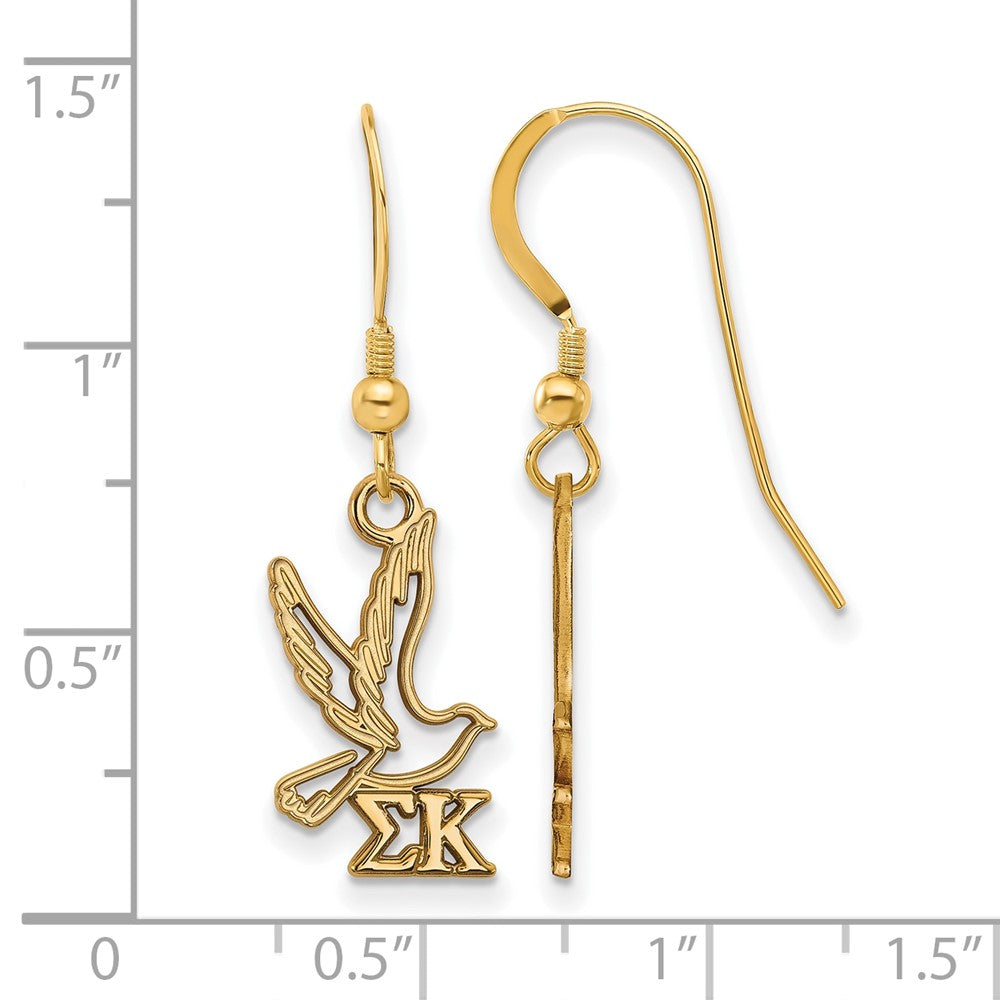Vergoldet Sterlingsilber Logoart Sigma Kappa Sorority Symbol Klein Hängend Draht Ohrringe