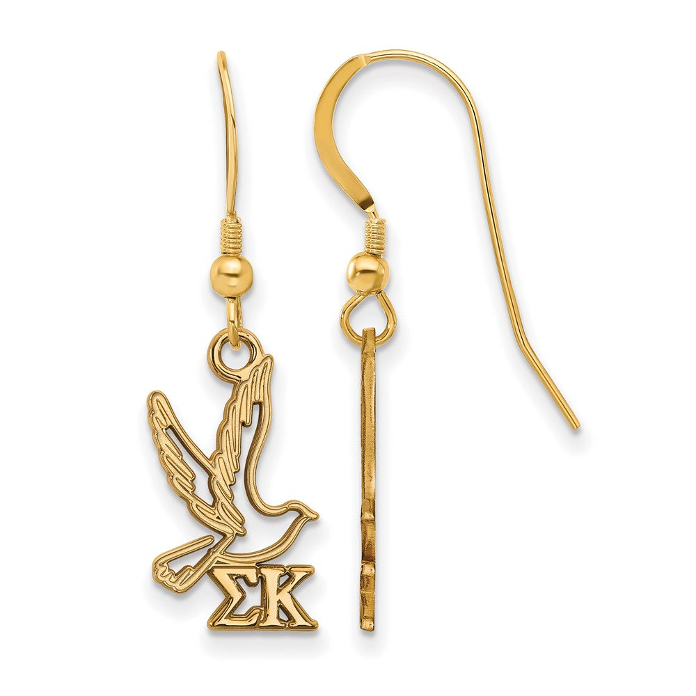 Vergoldet Sterlingsilber Logoart Sigma Kappa Sorority Symbol Klein Hängend Draht Ohrringe