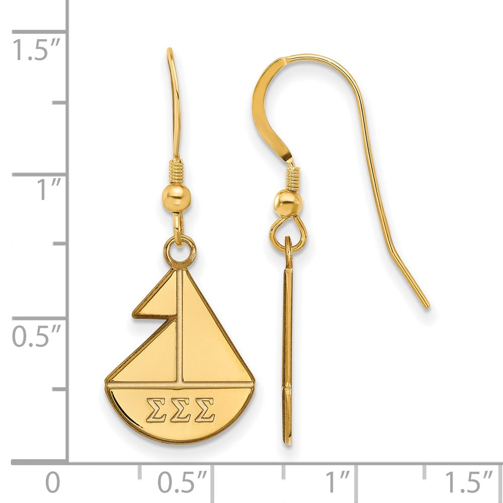 Vergoldet Sterlingsilber Logoart Sigma Sorority Symbol Klein Hängend Draht Ohrringe