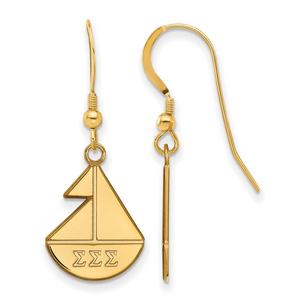 Vergoldet Sterlingsilber Logoart Sigma Sorority Symbol Klein Hängend Draht Ohrringe