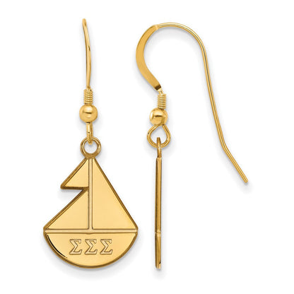 Vergoldet Sterlingsilber Logoart Sigma Sorority Symbol Klein Hängend Draht Ohrringe