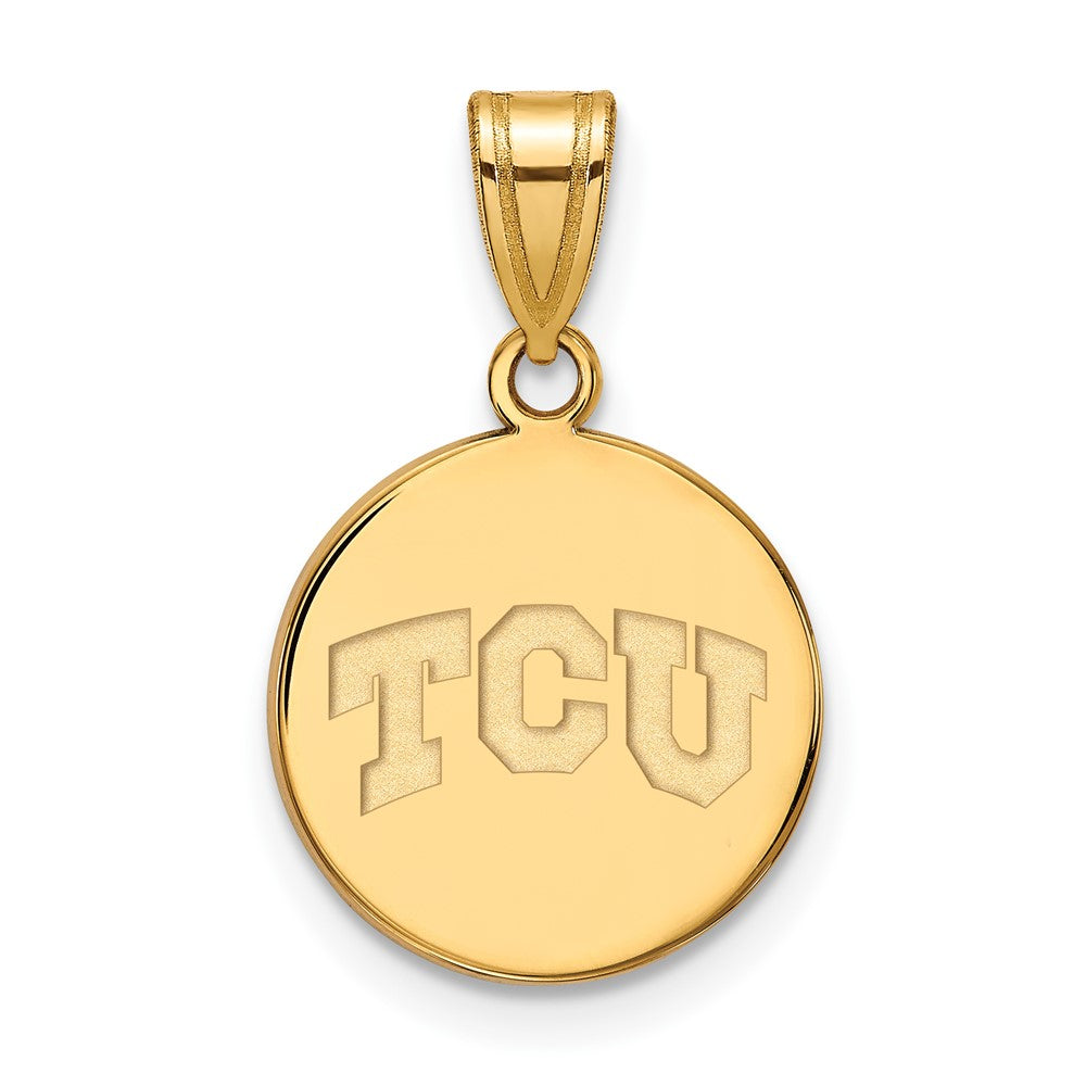 Vergoldet Sterlingsilber Logoart Texas Christlich University T C U Mittel Plättchen Anhänger