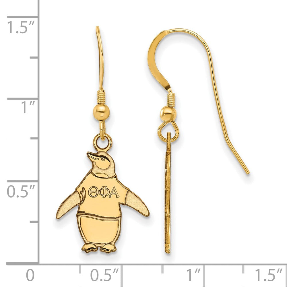 Vergoldet Sterlingsilber Logoart Theta Phi Alpha Sorority Symbol Klein Hängend Draht Ohrringe