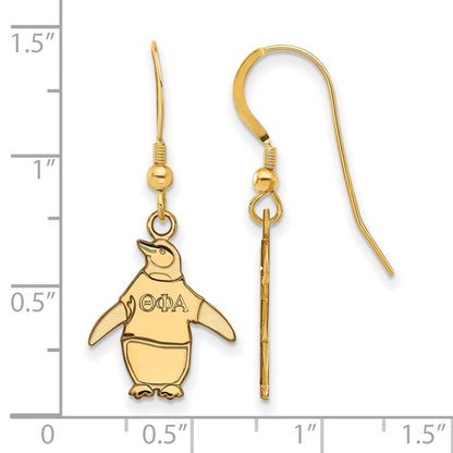 Vergoldet Sterlingsilber Logoart Theta Phi Alpha Sorority Symbol Klein Hängend Draht Ohrringe