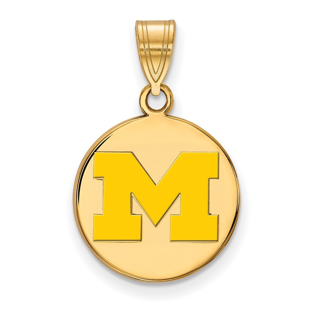 Vergoldet Sterlingsilber Logoart University Of Michigan Buchstabe M Mittel Gelb Emailliert Plättchen Anhänger