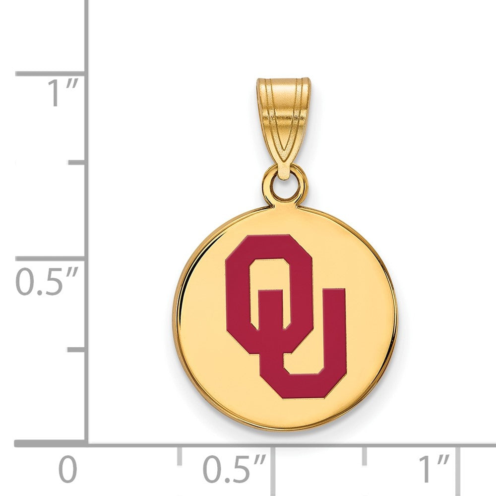 Vergoldet Sterlingsilber Logoart University Of Oklahoma O U Mittel Emailliert Plättchen Anhänger