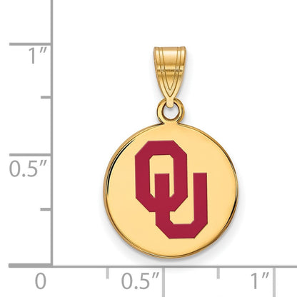 Vergoldet Sterlingsilber Logoart University Of Oklahoma O U Mittel Emailliert Plättchen Anhänger