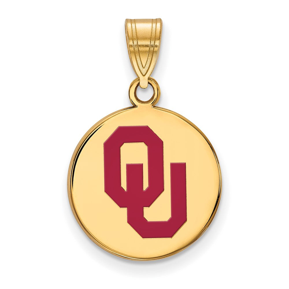 Vergoldet Sterlingsilber Logoart University Of Oklahoma O U Mittel Emailliert Plättchen Anhänger