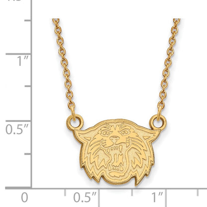 14K Gelbgold Logoart Villanova University Wildkatze Klein Anhänger 18 Zoll Halskette