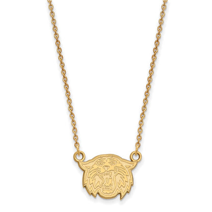 14K Gelbgold Logoart Villanova University Wildkatze Klein Anhänger 18 Zoll Halskette