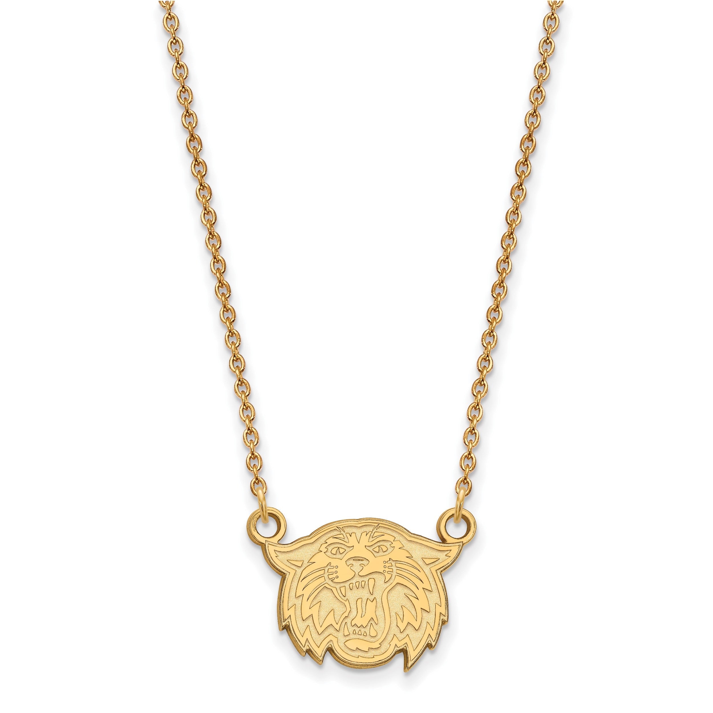 10K Gelbgold Logoart Villanova University Wildkatze Klein Anhänger 18 Zoll Halskette