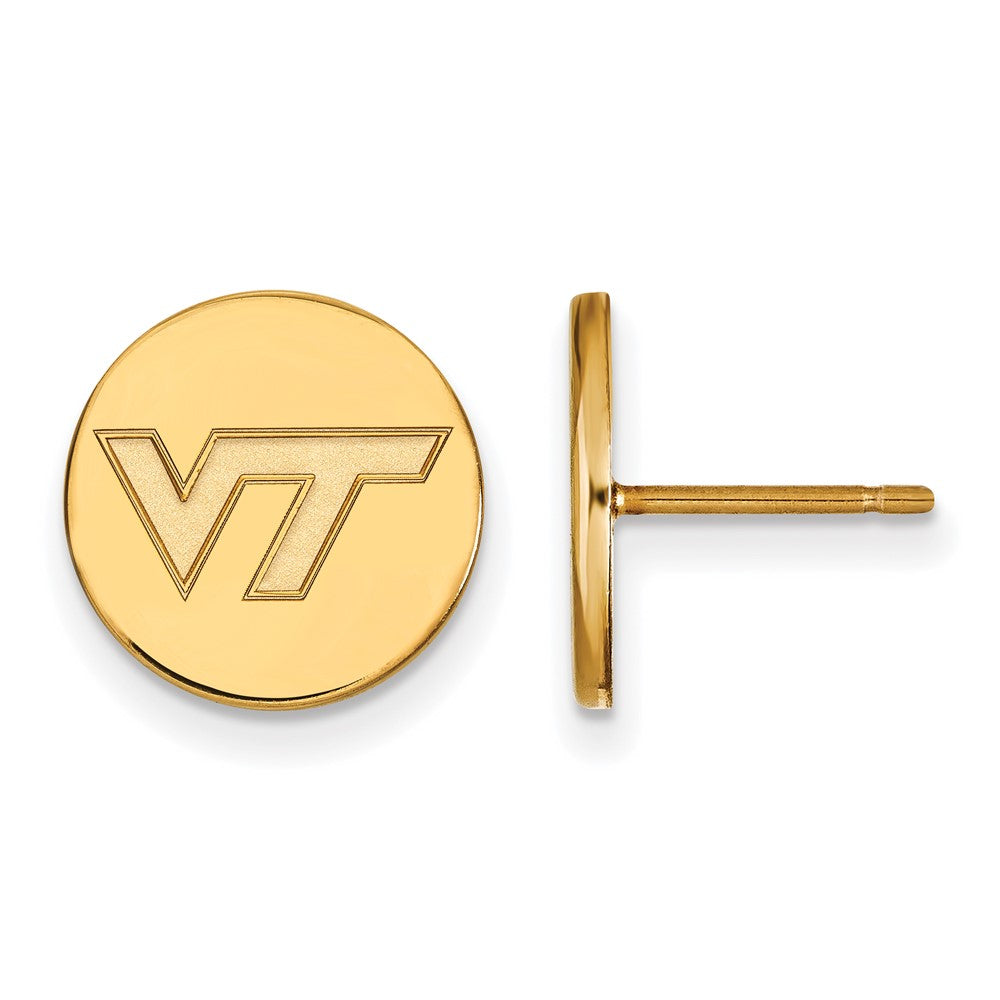 Vergoldet Sterlingsilber Logoart Virginia Tech V T Klein Plättchen Ohrringe