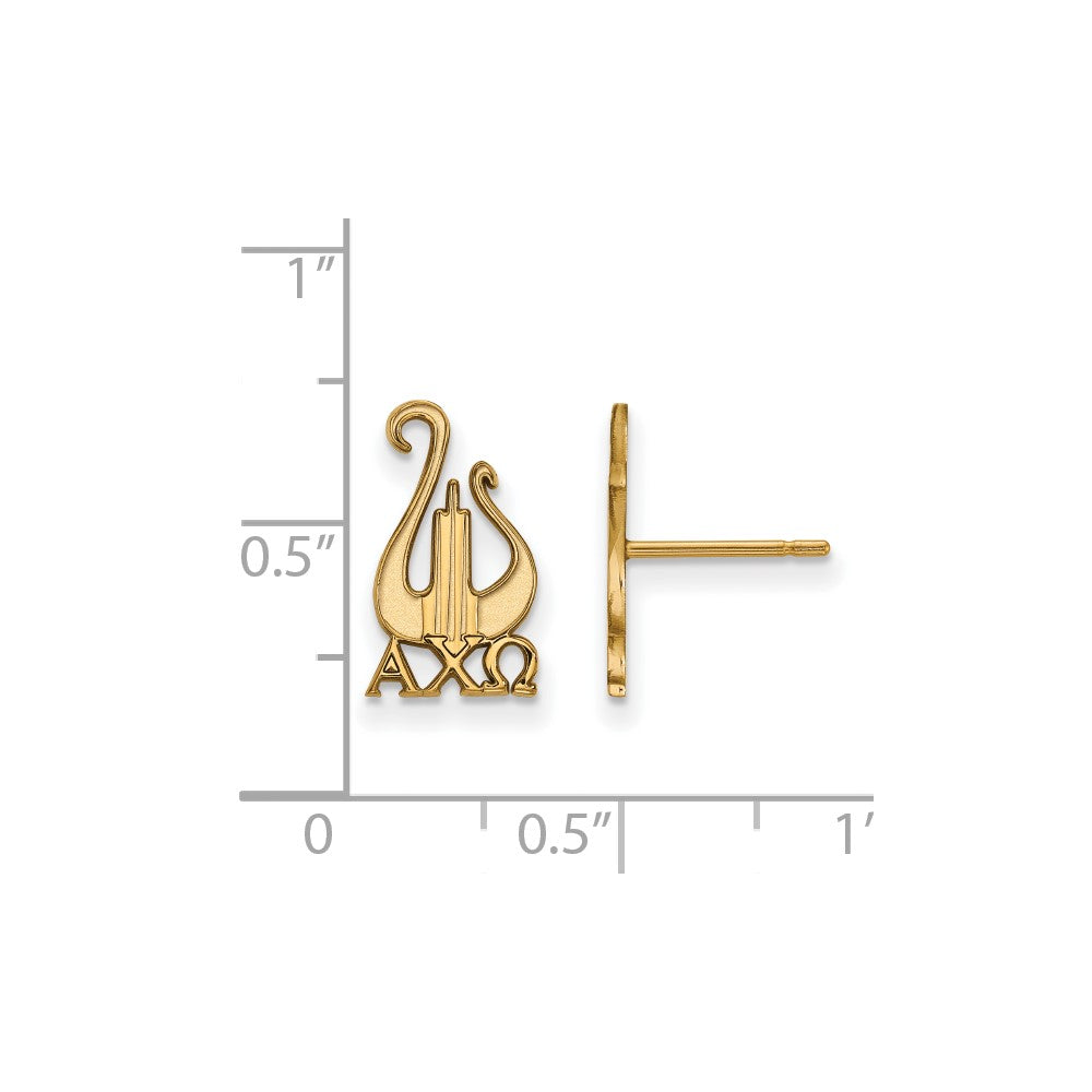 Vergoldet Sterlingsilber Logoart Alpha Chi Omega Sorority Symbol Klein Ohrstecker