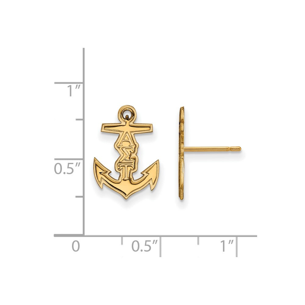 Vergoldet Sterlingsilber Logoart Alpha Sigma Tau Sorority Symbol Extra Klein Ohrstecker