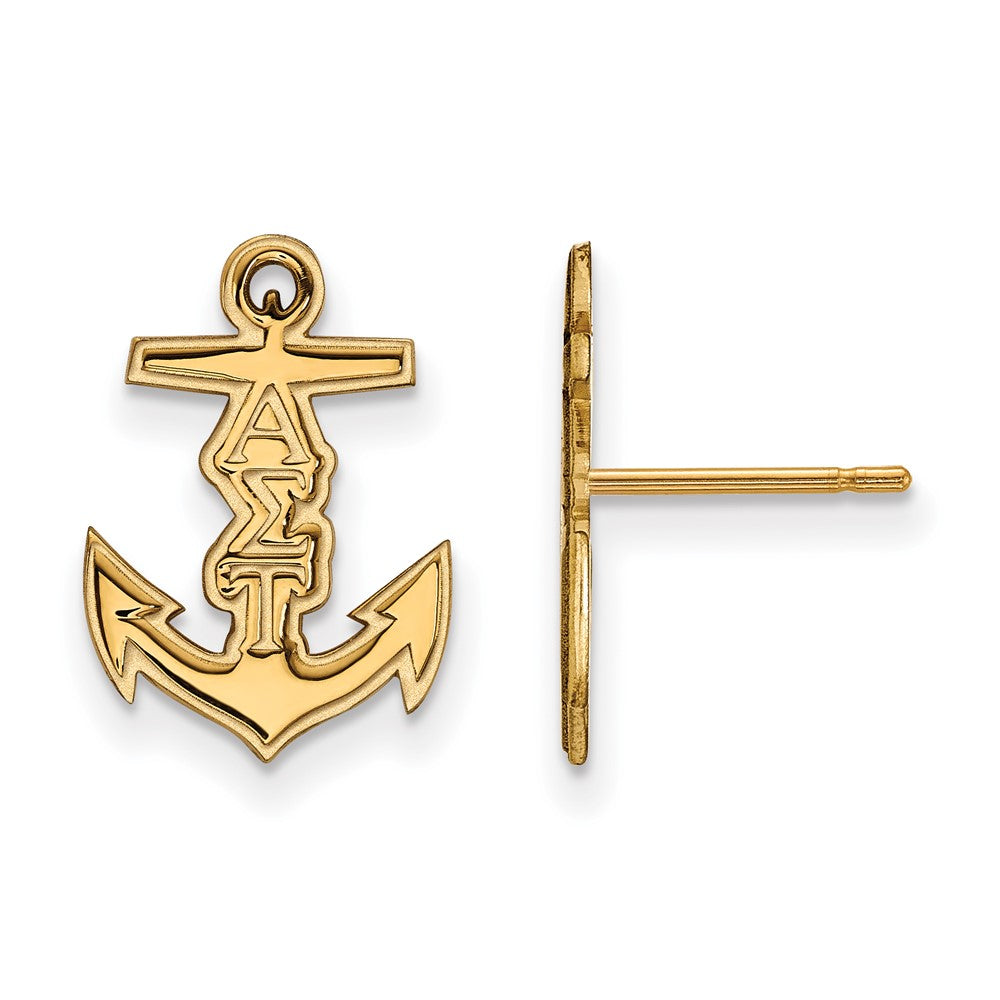 Vergoldet Sterlingsilber Logoart Alpha Sigma Tau Sorority Symbol Extra Klein Ohrstecker